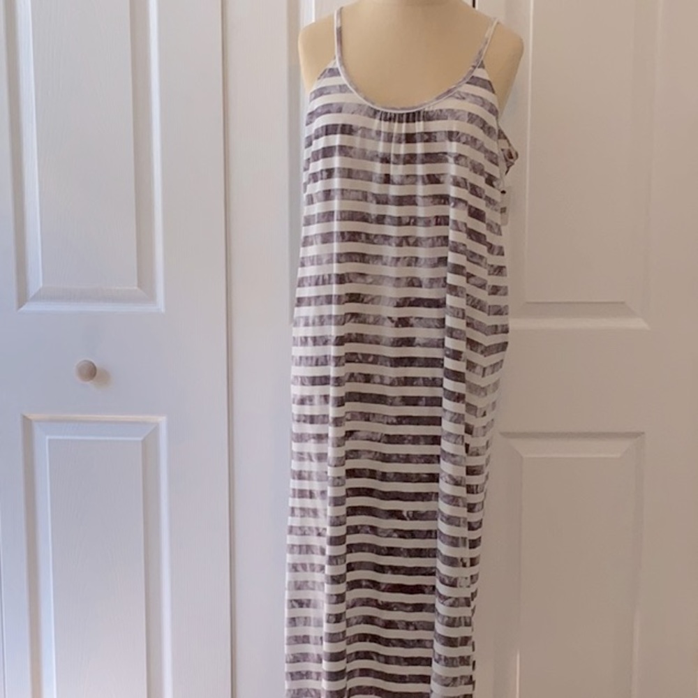 Ellelauri Sleeveless, Strap Top MIDI Dress- XS- Gray & White Stripe- NWT